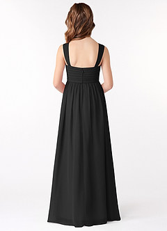 Azazie Evie Junior Black A-Line Pleated Chiffon Dress image3