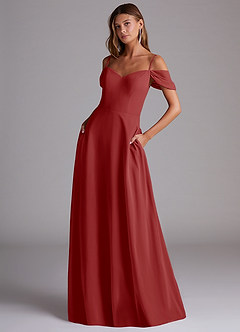 Azazie Marley Bridesmaid Dresses Rust A-Line Off the Shoulder Chiffon Convertible Dress image1