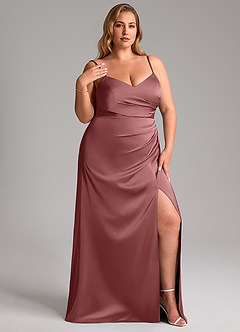 Azazie Azuree Brautjungfernkleider A-Linie Plissee Stretch-Satin Kleid Amethyst image13