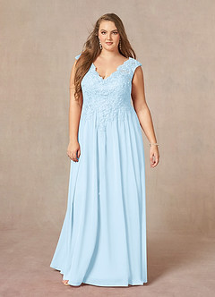 Azazie Amethyst Mother of the Bride Dresses Sky Blue A-Line V-Neck Sequins Chiffon Dress image13