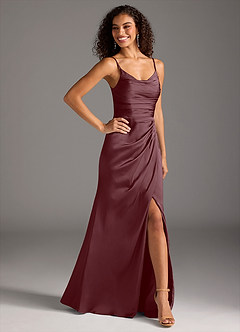 Azazie Deandra Bridesmaid Dresses Sangria Mermaid Pleated Stretch Satin Dress image5