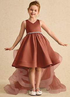 Azazie Julietta Flower Girl Dresses Auburn Ball-Gown Convertible Tulle Dress image2
