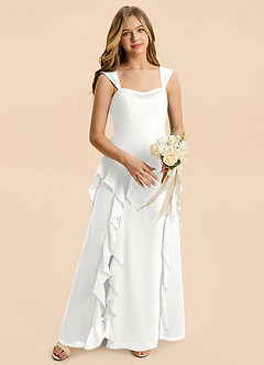Azazie Sloane Junior White A-Line Sweetheart Neckline Chiffon Dress image3