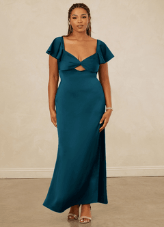Christian Siriano Bridal for Azazie 1005 Bridesmaid Dresses Ink Blue Sheath Sweetheart Neckline Stretch Satin Dress image12