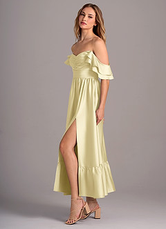 Azazie Anaya Bridesmaid Dresses Lemon Sorbet A-Line Sweetheart Neckline Stretch Satin Convertible Dress image4