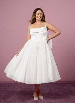 Barbie ♥ Azazie Wedding Dresses Diamond White A-Line Pleated Tulle Dress image7
