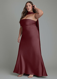 Azazie Saylor Vestidos de damas de honor Vestido Sangrado de Satén Elástico de Corte Sirena con Palabra de honor image16