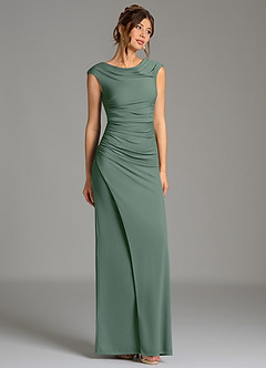 Azazie Chantal Robes de demoiselle d'honneur Robe Sirène en Jersey extensible de qualité supérieure Plissé Eucalyptus image3