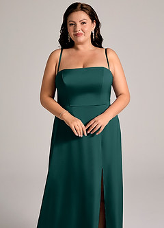 Azazie Wren Brudtärnklänningar Klä av A-Linje i Stretch Satin Axelbandslös Tallgrön Konvertibel image11