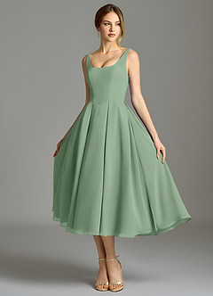 Azazie Amalie Brautjungfernkleider A-Linie Plissee Chiffon Kleid Matcha image6