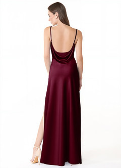 Azazie Alaija Bridesmaid Dresses Mulberry Mermaid Side Slit Stretch Satin Dress image4