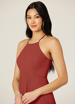 Azazie Sarah Jurken voor bruidsmeisjes Jurk van Chiffon met rijk Geplooid Terracotta image6