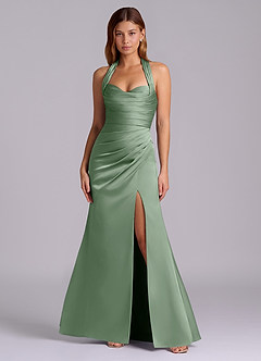 Azazie Destiny Bridesmaid Dresses Matcha Mermaid Sweetheart Neckline Stretch Satin Dress image4