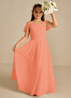Azazie Chelle Flower Girl Dresses Sunset A-Line Pleated Chiffon Dress image1