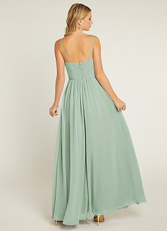 Azazie Shannon Bridesmaid Dresses Agave A-Line Pleated Chiffon Dress image2