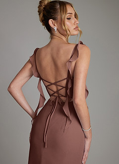 Azazie Jessamine Bridesmaid Dresses Espresso Mermaid Corset Chiffon Dress image2