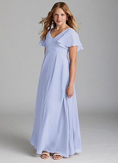 Azazie Kimber Junior Lavender A-Line Pleated Chiffon Dress image3