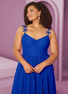 Barbie ♥ Azazie Bridesmaid Dresses Royal Blue A-Line Pleated Chiffon Dress image6