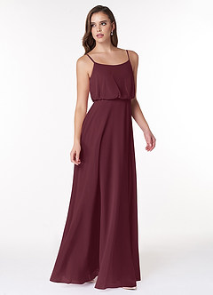 Azazie Lupe Final Sale Cabernet A-Line Scoop Blouson Chiffon Dress image4