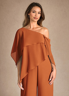 Azazie Halima Mother of the Bride Dresses Cinnamon Jumpsuit/Pantsuit Side Slit Chiffon Dress image8