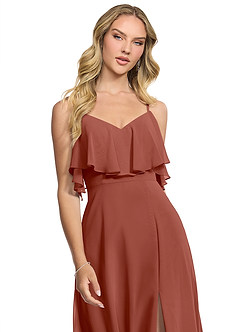 Azazie Jean Bridesmaid Dresses Auburn A-Line Chiffon Convertible Dress image4