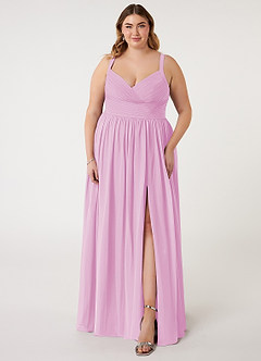 Azazie Chanel Bridesmaid Dresses Candy Pink A-Line Pleated Chiffon Dress image8