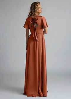 Azazie Kimber Bridesmaid Dresses Cedar Rose A-Line Ruched Stretch Satin Dress image2