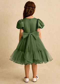 Azazie Cocoa vestidos de niña de las flores Vestido de Oliva de Tul de Princesa con Plisado image6