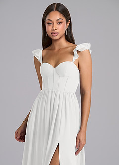 Azazie Denisse Suknie dla druhen Linia A Marszczony Szyfon Do ziemi Sukienka image6