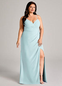 Azazie Maci Bridesmaid Dresses Mist Sheath Pleated Chiffon Dress image11