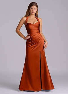 Azazie Destiny Bridesmaid Dresses Paprika Mermaid Sweetheart Neckline Stretch Satin Dress image6