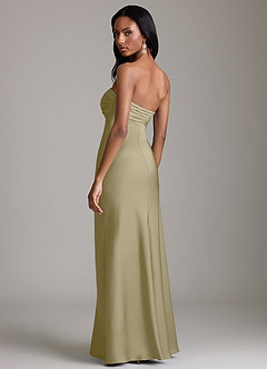 Azazie Saylor Vestidos de damas de honor Vestido de Musgo Verde de Satén Elástico de Corte Sirena con Sin tirantes image5