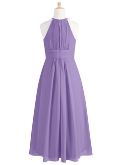 Azazie Bonnie Junior Tahiti A-Line Pleated Chiffon Dress image6
