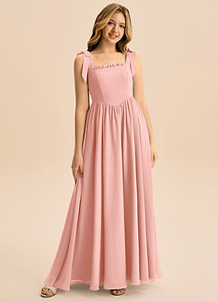 Azazie Delia Junior Abito A-Line in Chiffon Fiocco Rosetta image1