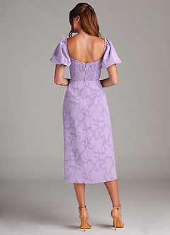 Azazie Evalina Bridesmaid Dresses Lilac Sheath Floral Burnout Dress image7