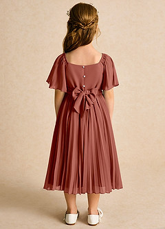 Azazie Gisele Abiti da Ragazza di Fiori Abito A-Line in Chiffon Plissettato Auburn image6