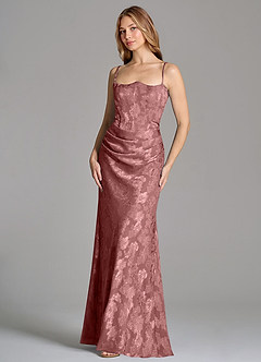 Azazie Ezrena Bridesmaid Dresses Desert Rose Mermaid Strapless Floral Burnout Convertible Dress image6