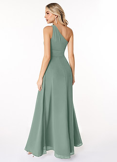 Azazie Dallas Bridesmaid Dresses Silver Sage A-Line One Shoulder Chiffon Dress image2