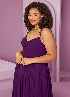 Barbie ♥ Azazie Jurken voor bruidsmeisjes Jurk van Chiffon met A-Lijn Geplooid Druif image14
