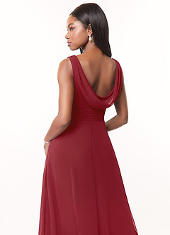 Azazie Karina Bridesmaid Dresses Pomegranate A-Line Pleated Chiffon Dress image4