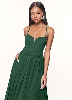 Azazie Marsol Abiti da Damigella Abito A-Line in Maglia Corsetto Verde Scuro image5