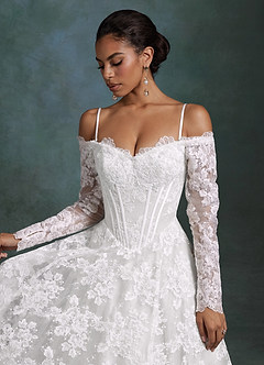 Azazie Skylar Wedding Dresses Diamond White A-Line Sweetheart Neckline Lace Dress image7