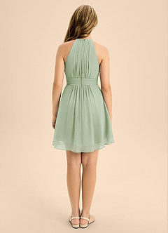 Azazie Bonnie Junior Dusty Sage A-Line Pleated Chiffon Dress image2