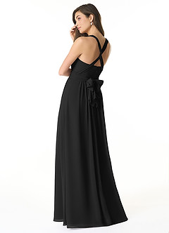 Azazie Olani Bridesmaid Dresses Black A-Line Off the Shoulder Chiffon Convertible Dress image3