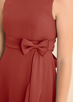 Azazie Lilenne Junior A-Linie Schleifen Chiffon Kleid Terrakotta image6
