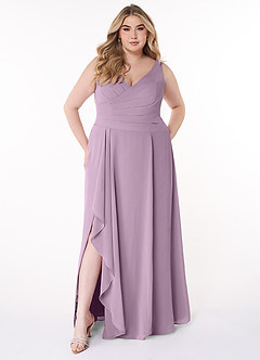 Azazie Kori Bridesmaid Dresses Wisteria A-Line Pleated Chiffon Dress image6