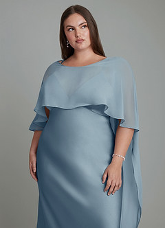 Azazie Stefania Vestidos de damas de honor Vestido Azul Polvoriento de Satén Elástico de Línea A image14