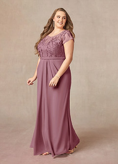 Azazie Silvia Mother of the Bride Dresses Vintage Mauve A-Line Lace Chiffon Dress image9
