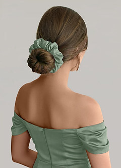 front Matching Color Bridesmaid Stretch Satin Over Size Scrunchie 6 pic Set