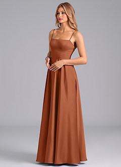 Azazie Elita Bridesmaid Dresses Cedar Rose A-Line Pleated Stretch Satin Dress image4